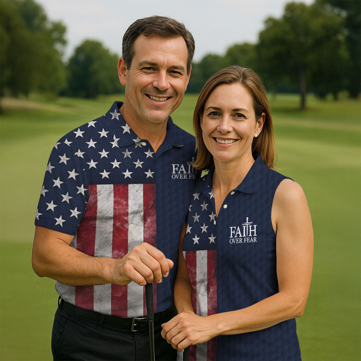 Faith Over Fear Patriotic Golf Shirt, 4th Of July Golf Shirt, 250 Celebration Golf Shirts For Men