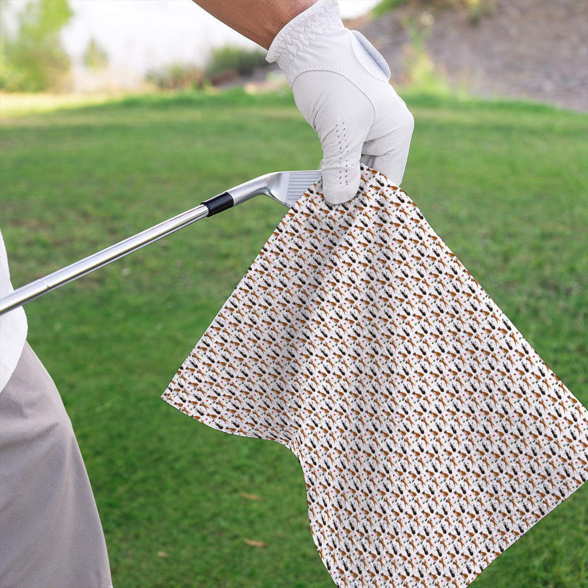 Crazy Boxer Golf Towel, Boxer Golf Pattern Towels for Golfer, Dog Lover Golf Gift