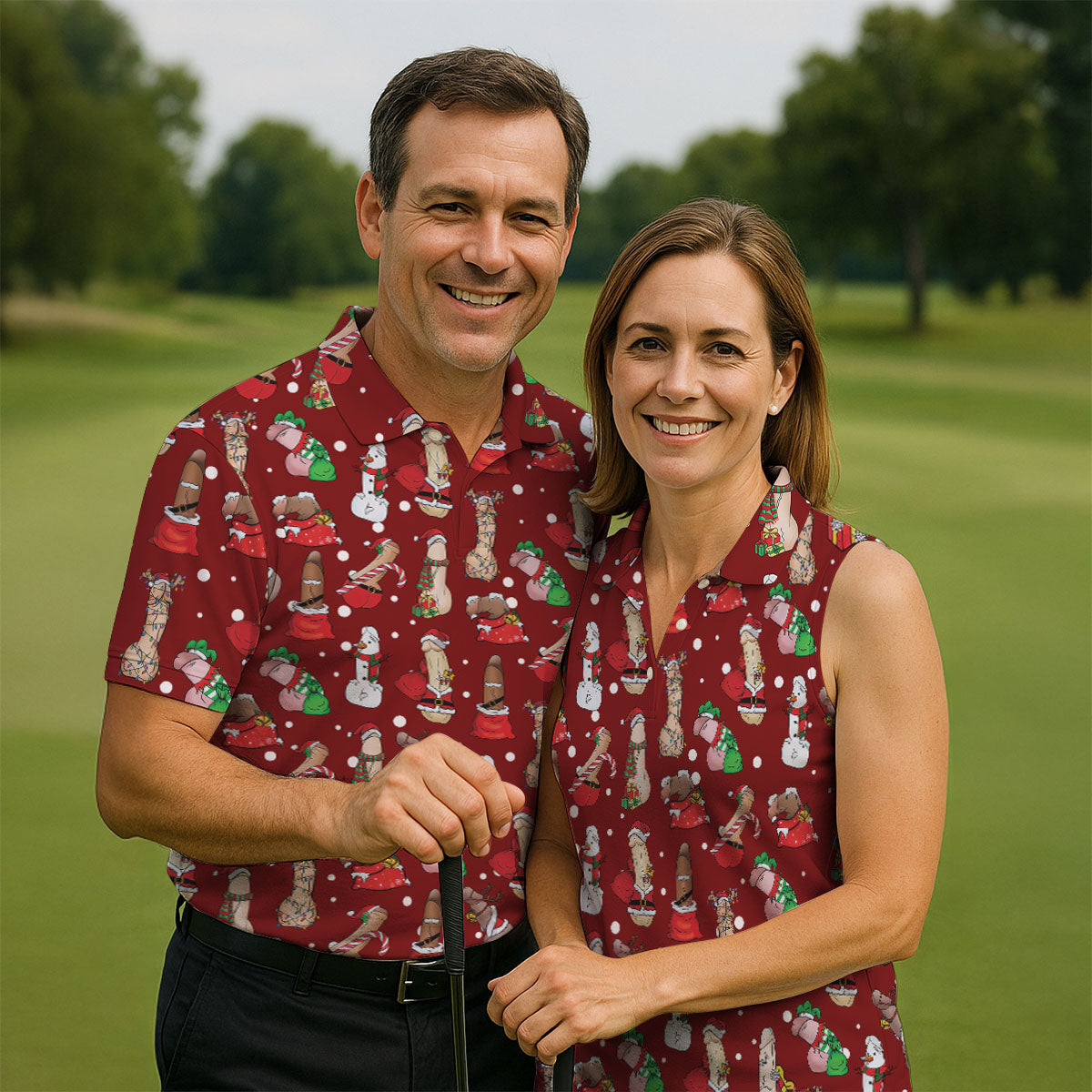 Naughty Santa Hat Christmas Polo Shirt Unique Gift For Golfer, Polo ShirtFor Men, Golf Gift For Men