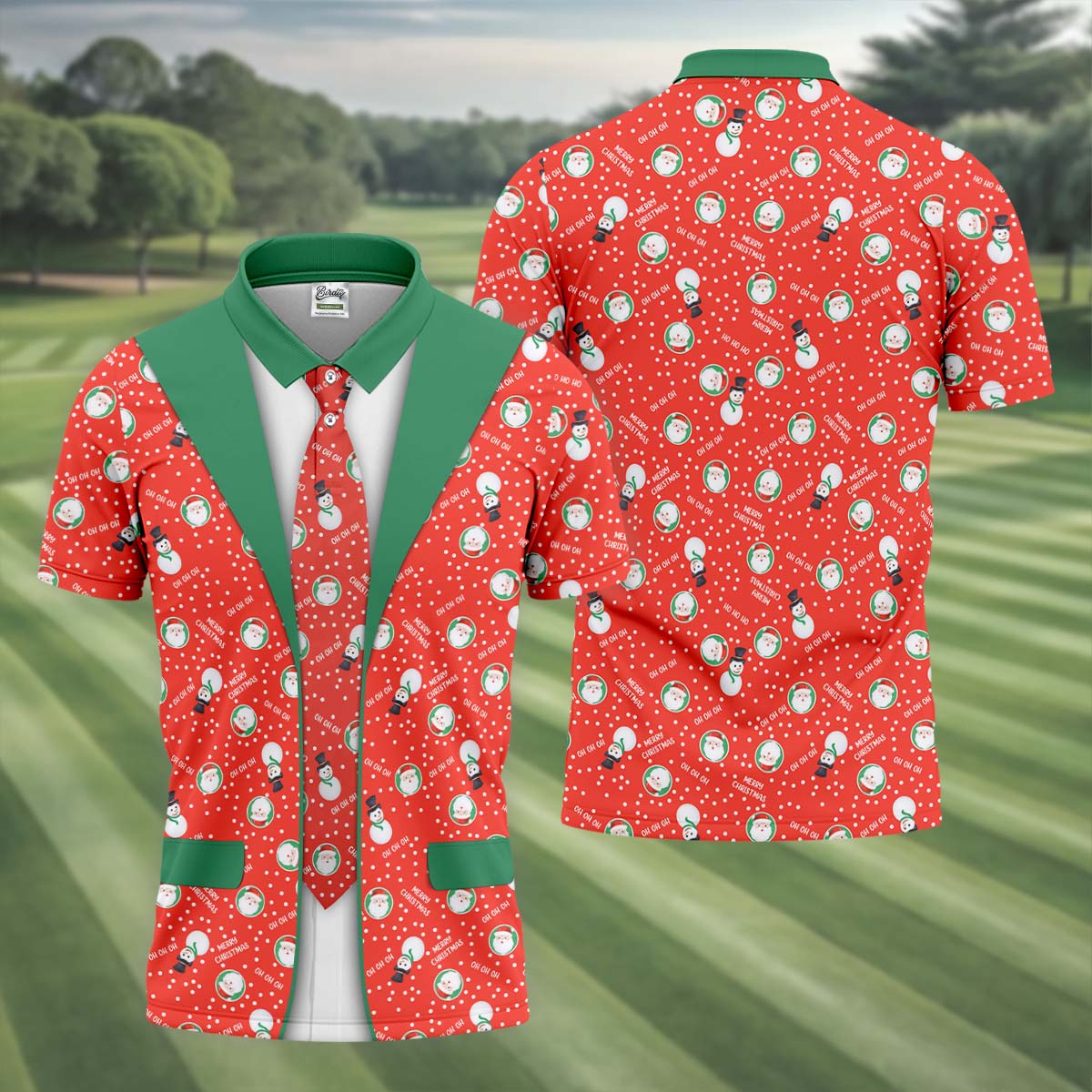 Ho Ho Ho Merry Christmas Funny Print Golf Tops For Men, Christmas Golf Shirt, Polo ShirtFor Men