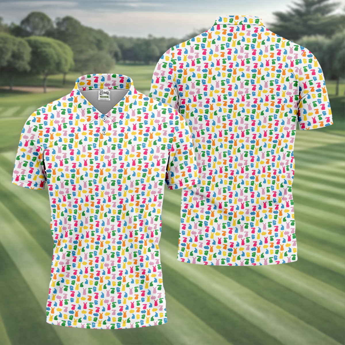 Bunny Hops Seamless Pattern Easter Golf Shirt, Golf Shirts For Men, Men's Funny Golf Shirts, Polo Shirt Men
