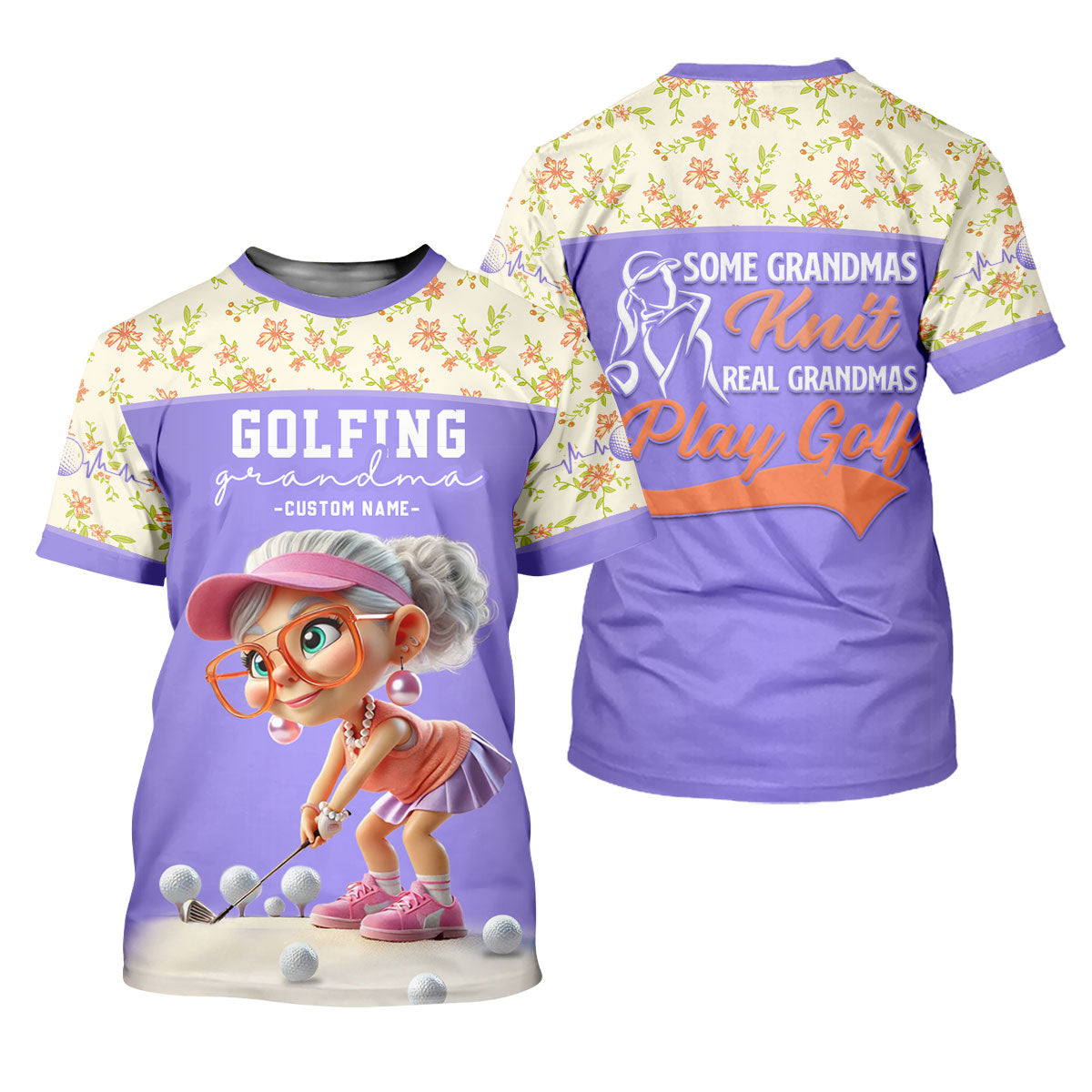Some Grandmas Knit Real Grandmas Play Golf Custom Men's Golf Polo ShirtDad Golf Gift