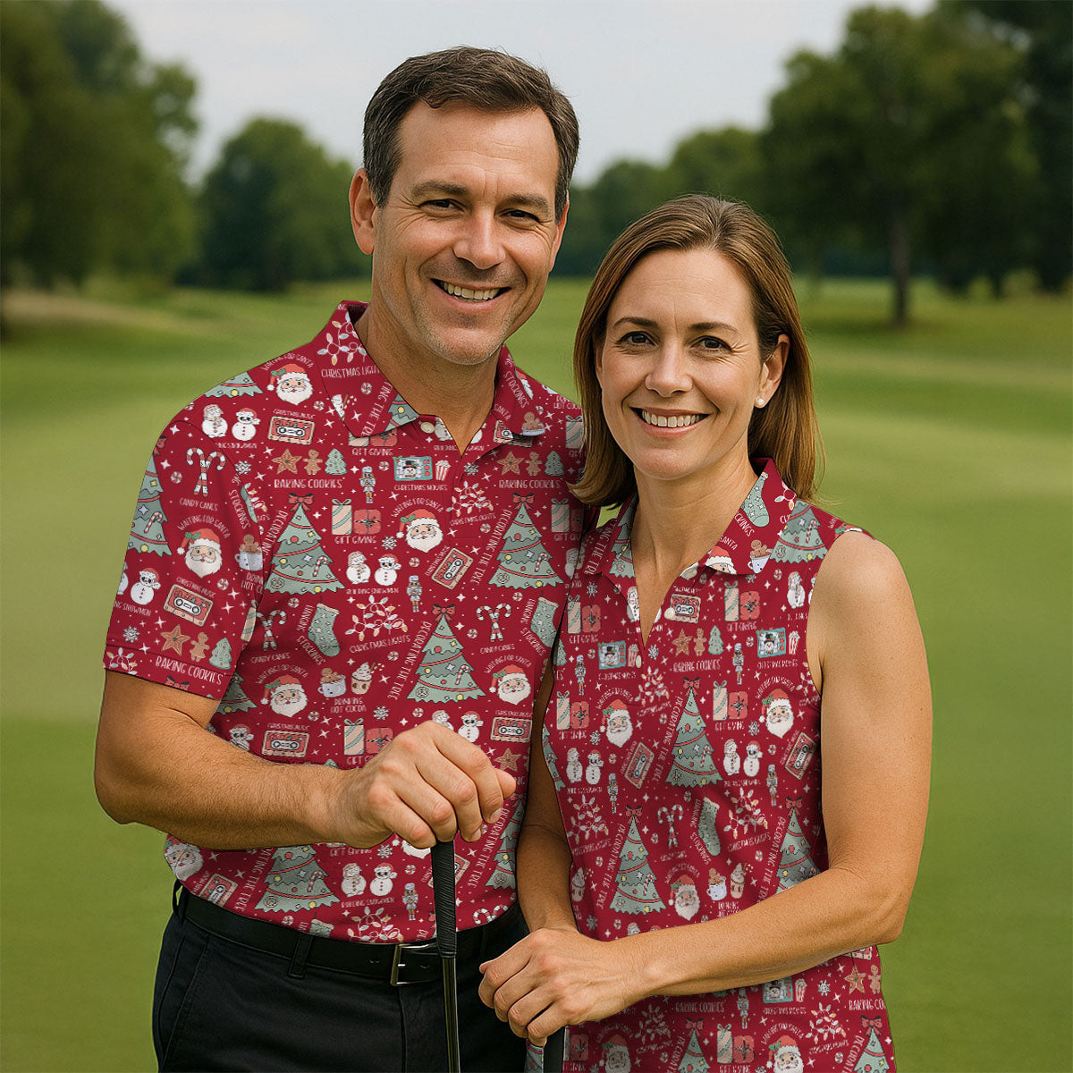 Tis The Season Santa Claus Gift Red Men's Golf Polo Shirttmas Golf Shirt, Polo Shirt Men