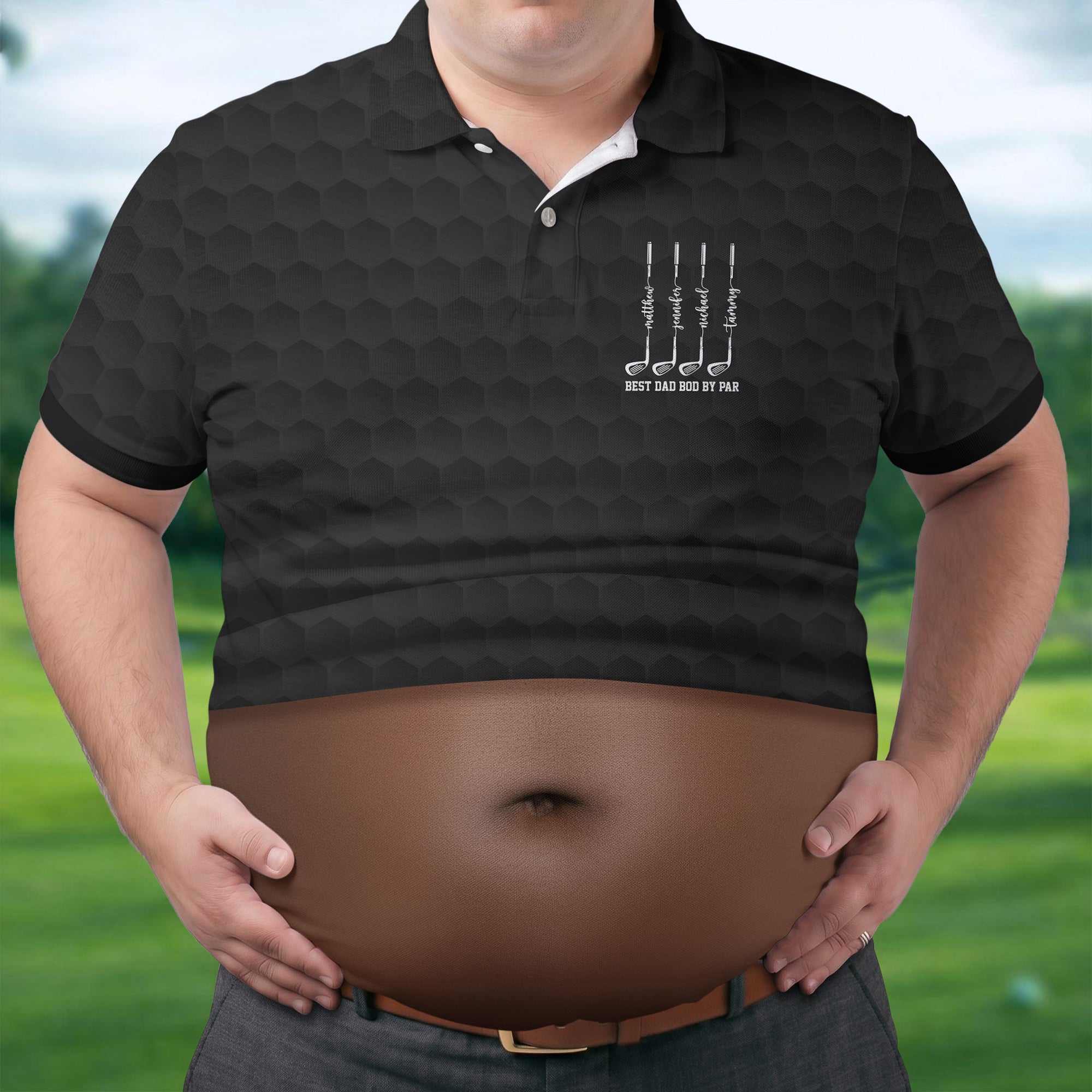 Best Dad Bod By Par Black Men's Funny Golf Polo Shirtr's Day Golf Shirt, Golf Gift For Dad