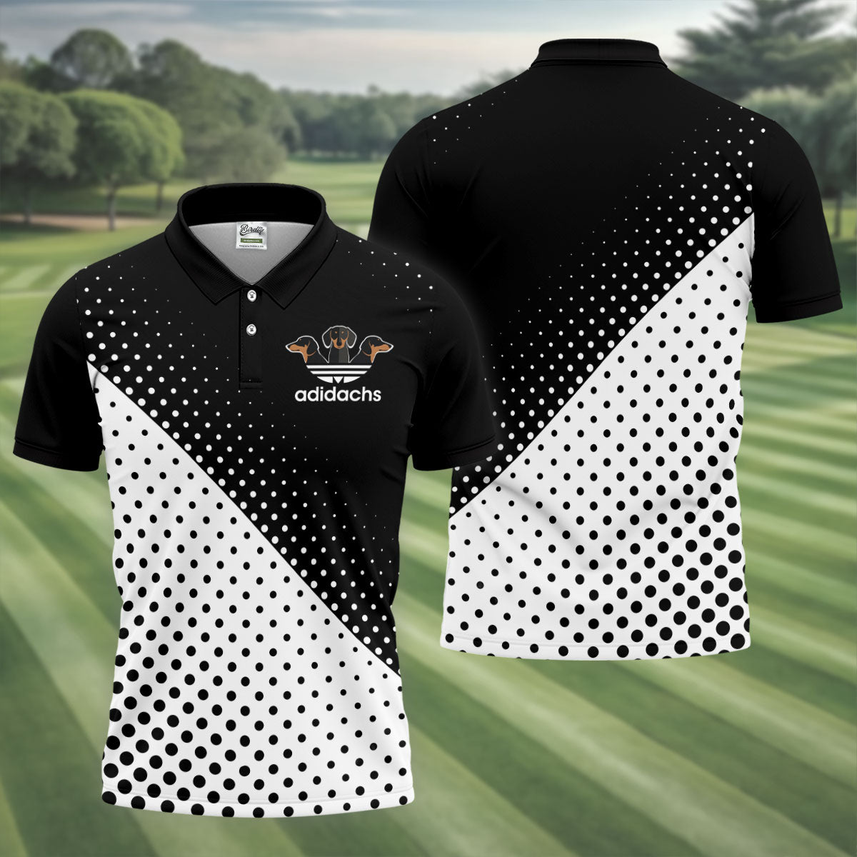 Adidachs Funny Dachshund Black Golf Shirt, Men's Funny Golf Shirts, Polo Shirtor Men