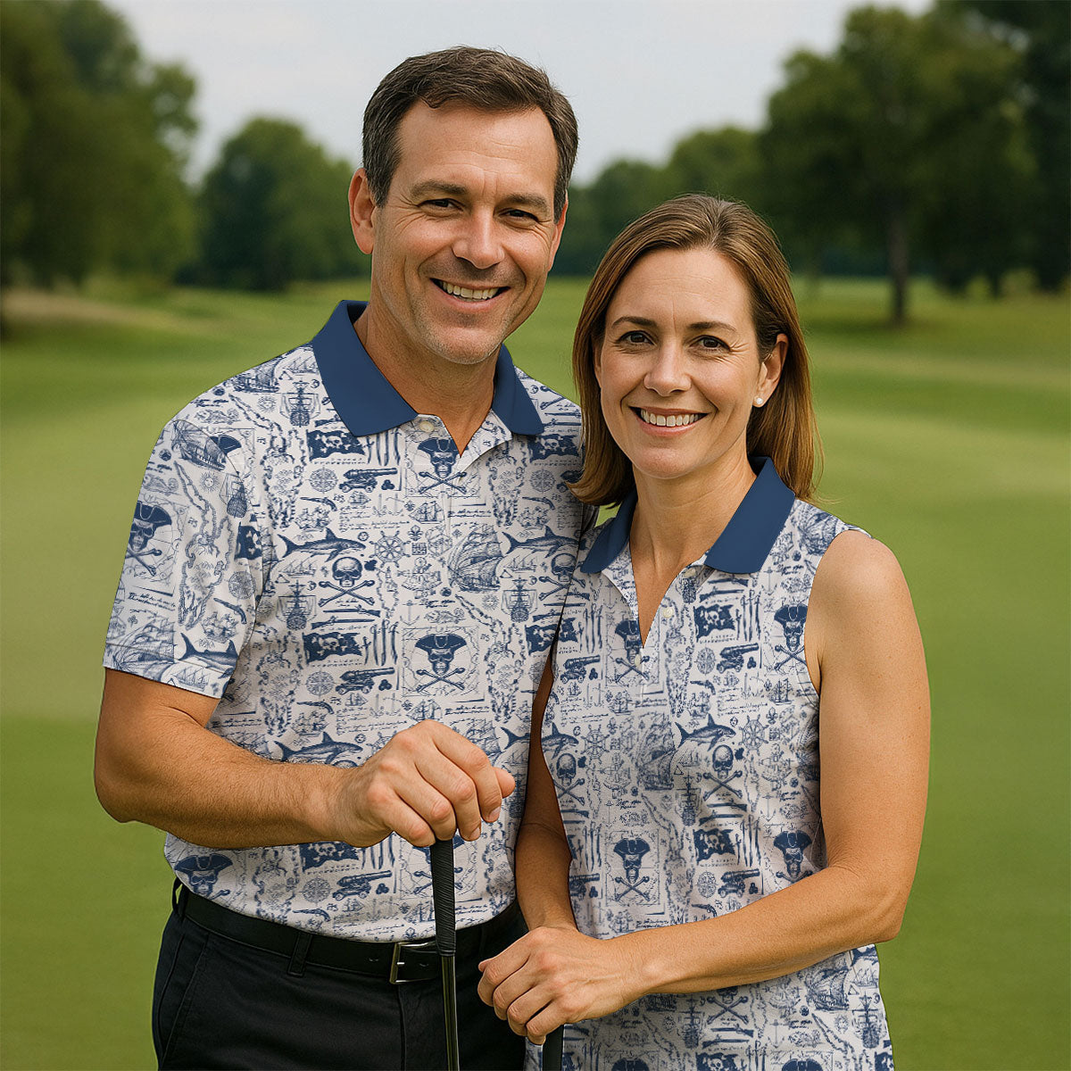 Skull Pirate Ocean Adventure Vintage Golf Shirt, Polo Shirt Men, Golf Shirts For Men