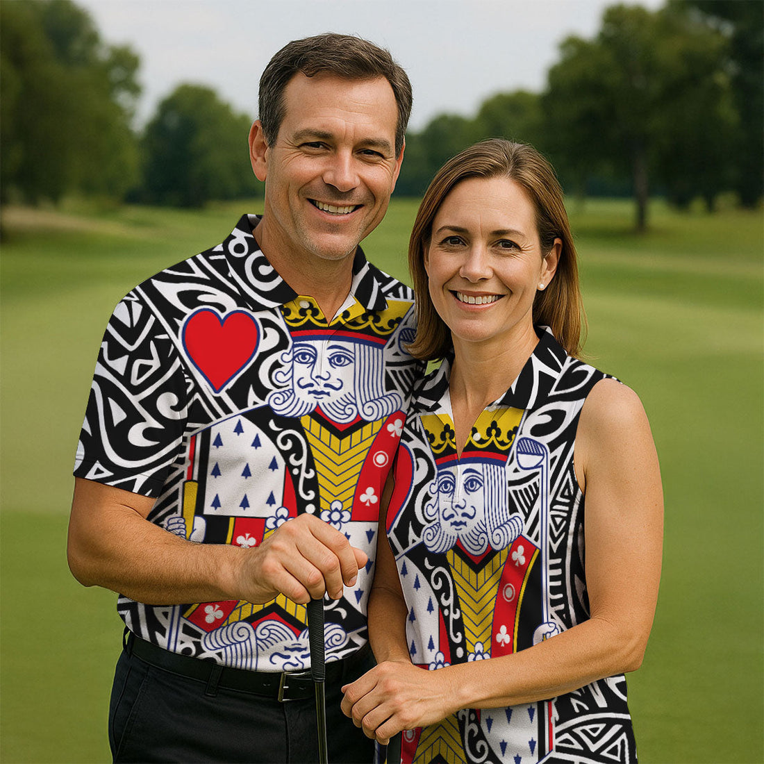 King Of Hearts Playing Card Golf Shirt, Men's Golf Shirt, Hawaiian Golf Shirt, Polo Shirts For Men