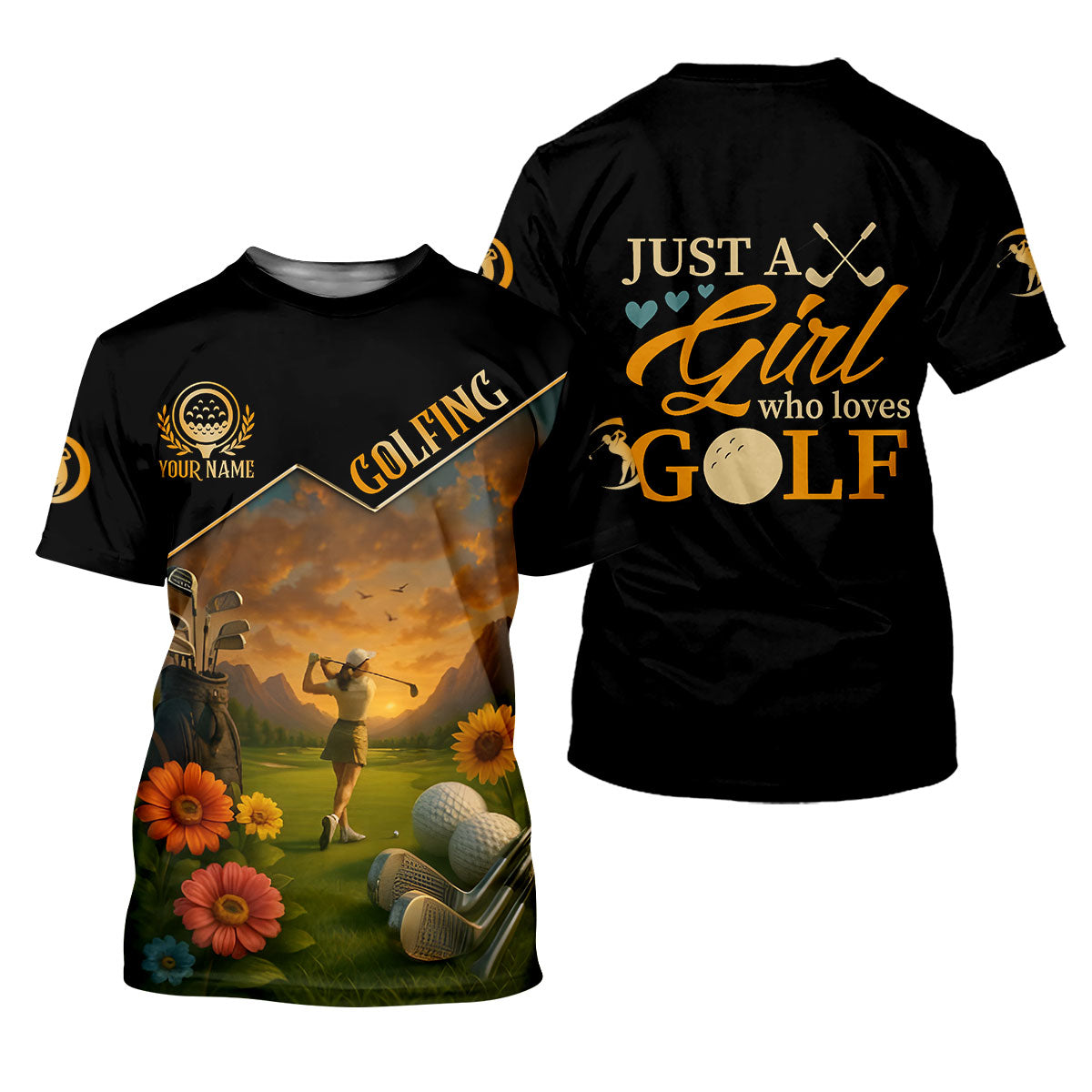 Just A Girl Who Loves Goft Custom Womens Golf Polo ShirtLadies Golf Shirts, Womens Golf Clothes