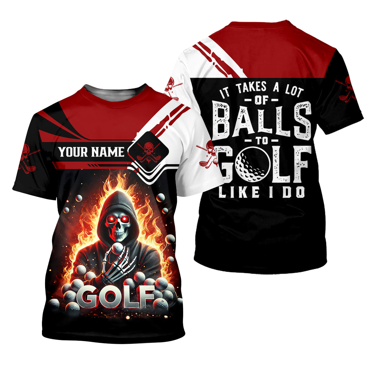 It Takes A Lot of Balls to Golf Like I Do Custom Funny Skull Golf Polo Shirtad Golf Gifts