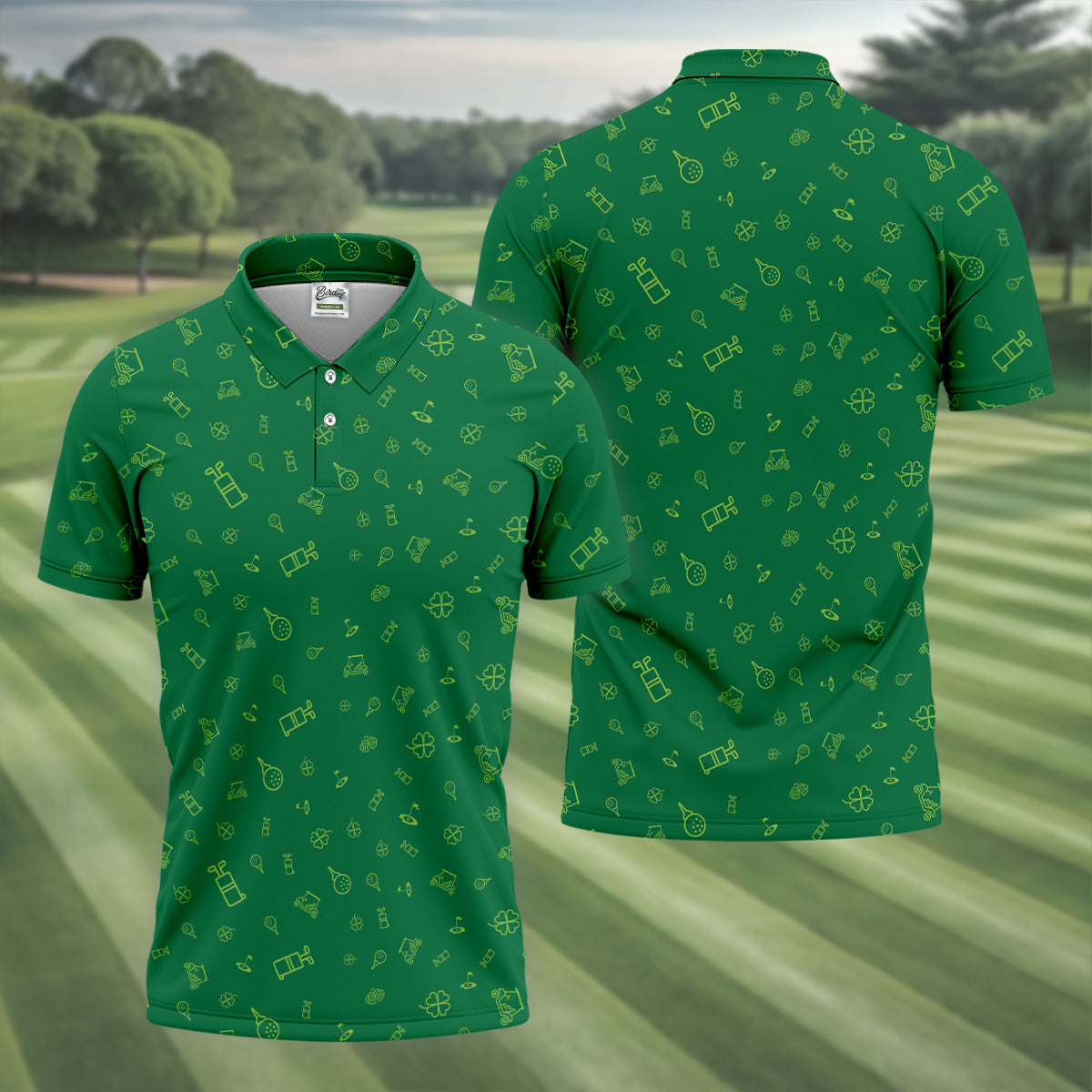 Golf And Beer Lucky Four Leaf Clover St Patrick's Day Green Golf Tops For Men, Golf Gift For Men