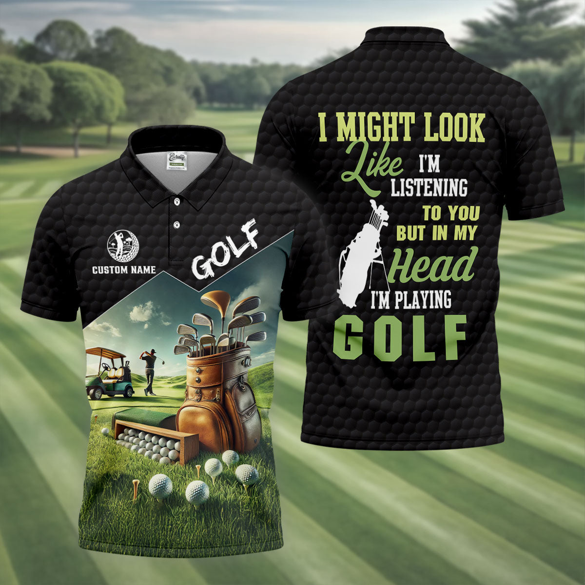 In My Head I'm Playing Golf Funny Golf Shirt, Custom Golf Shirts, Golf Shirts For Men