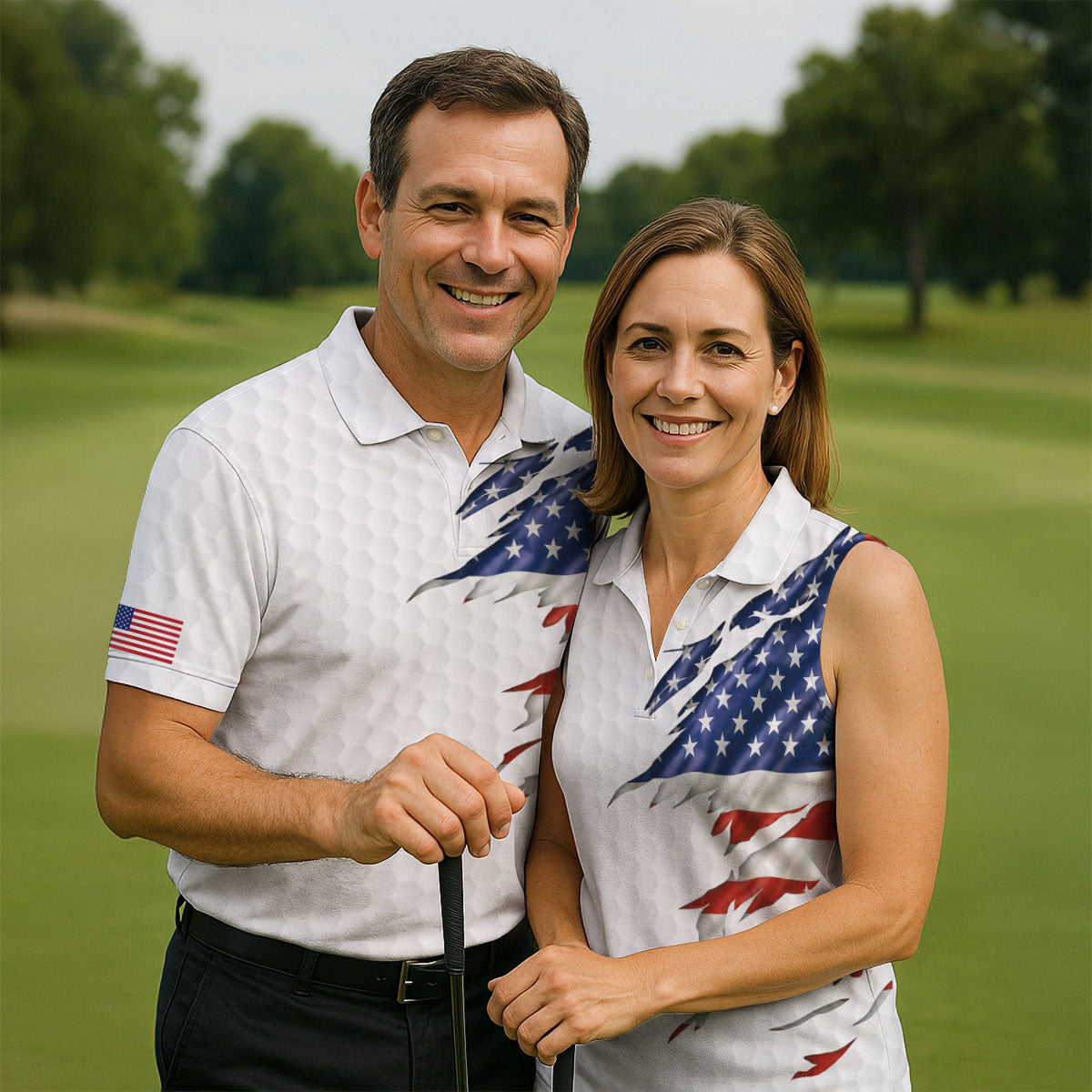 Best Dad By Par Patriotic Golf Shirt, US Flag Golf Shirt For Dad, Golf Tops For Men, Father's Day Golf Gift