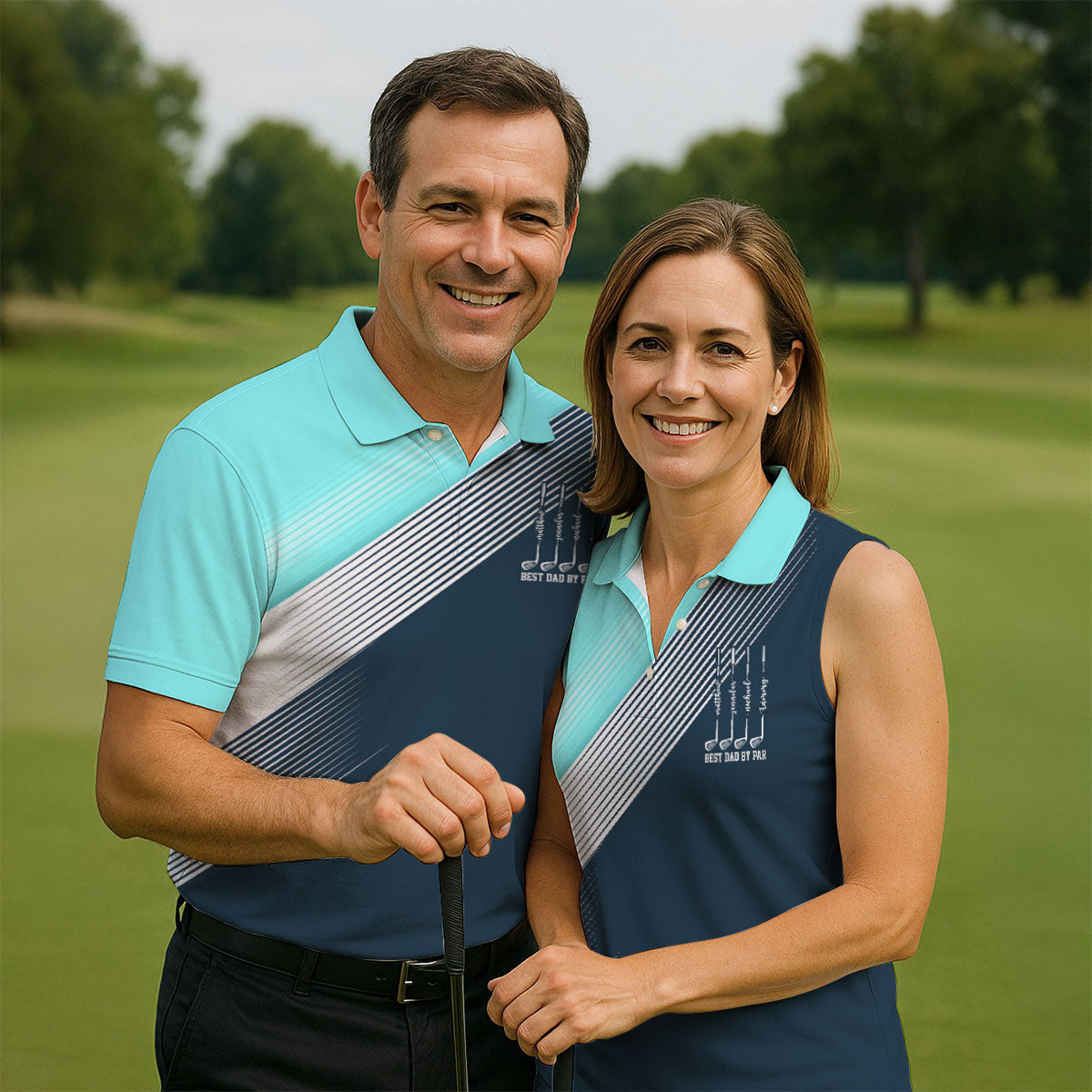 Best Dad By Par Diagonal Striped Father's Day Golf Shirt, Golf Gift For Dad, Polo Shirtor Men