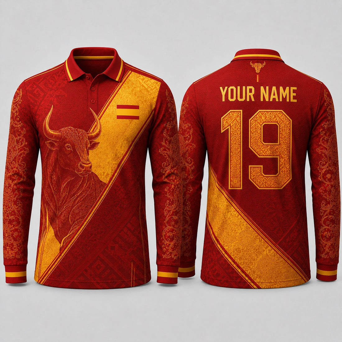 Spanish Bull Fooball Shirt, Spain Football Team V-Neck For Men, Soccer Fan Football Gifts