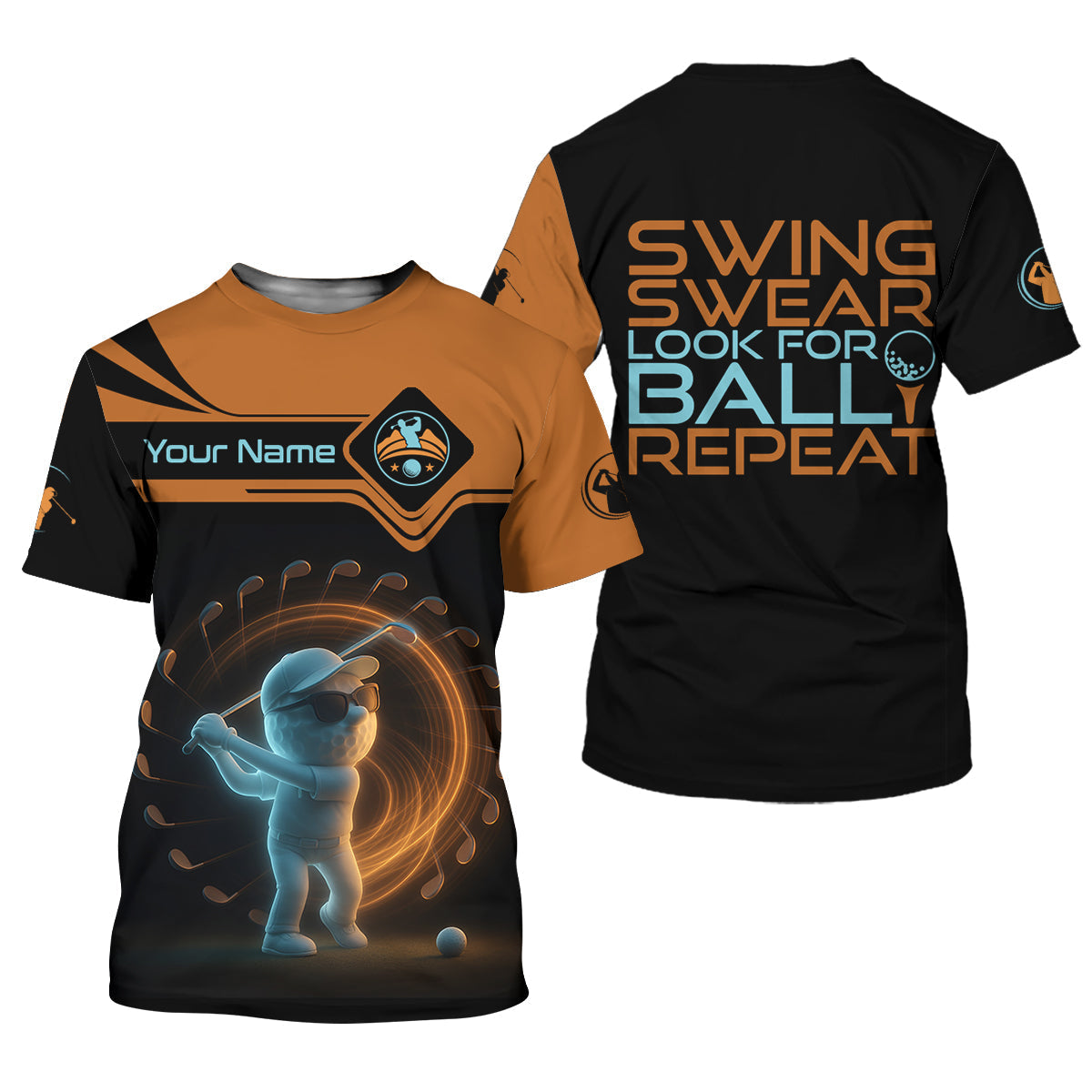 Swing Swear Look For Ball Repeat Shirt, Men's Funny Graphic Golf Polo ShirtGifts For Golfing Dad