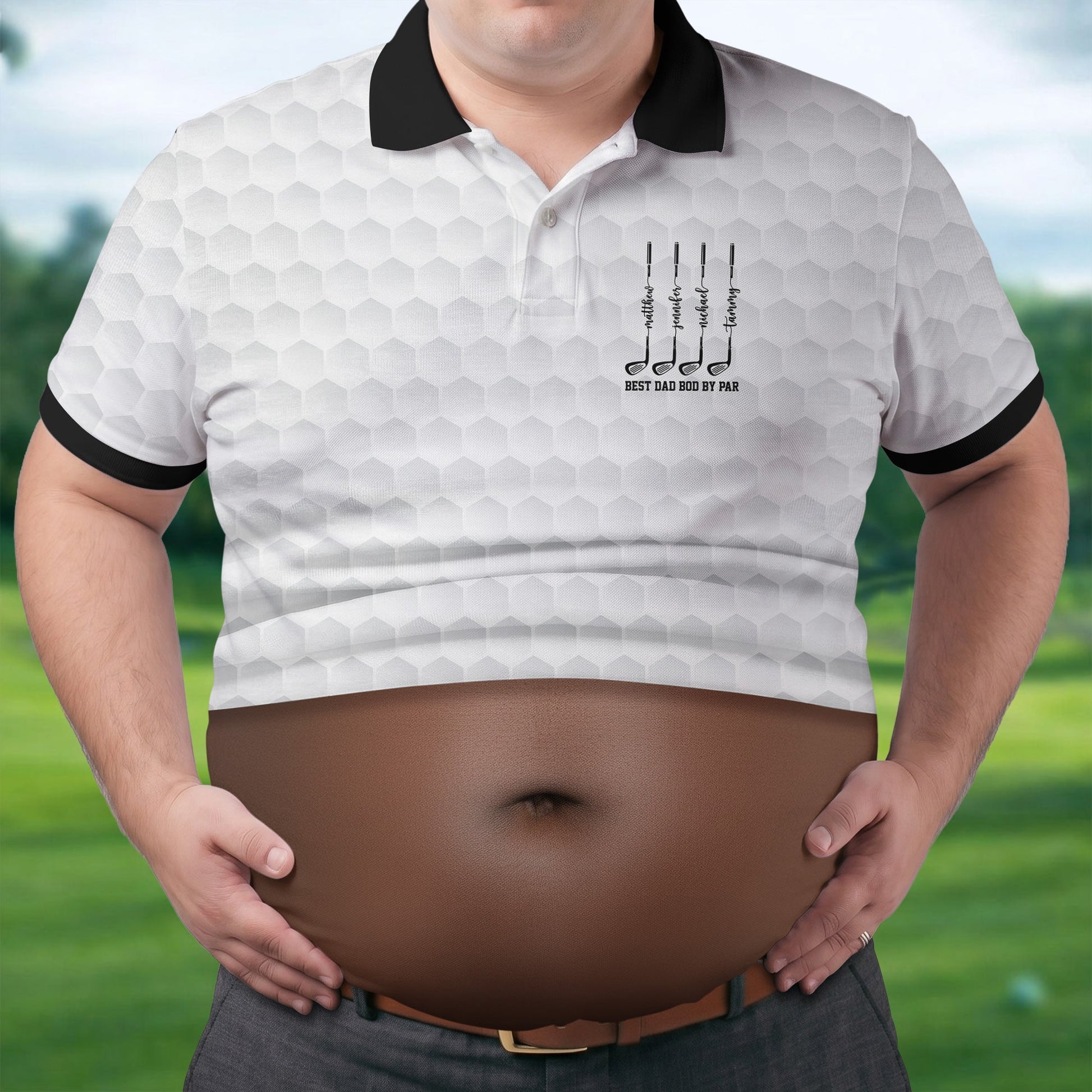 Best Dad Bod By Par White Men's Funny Golf Polo Shirtr's Day Golf Shirt, Golf Gift For Dad