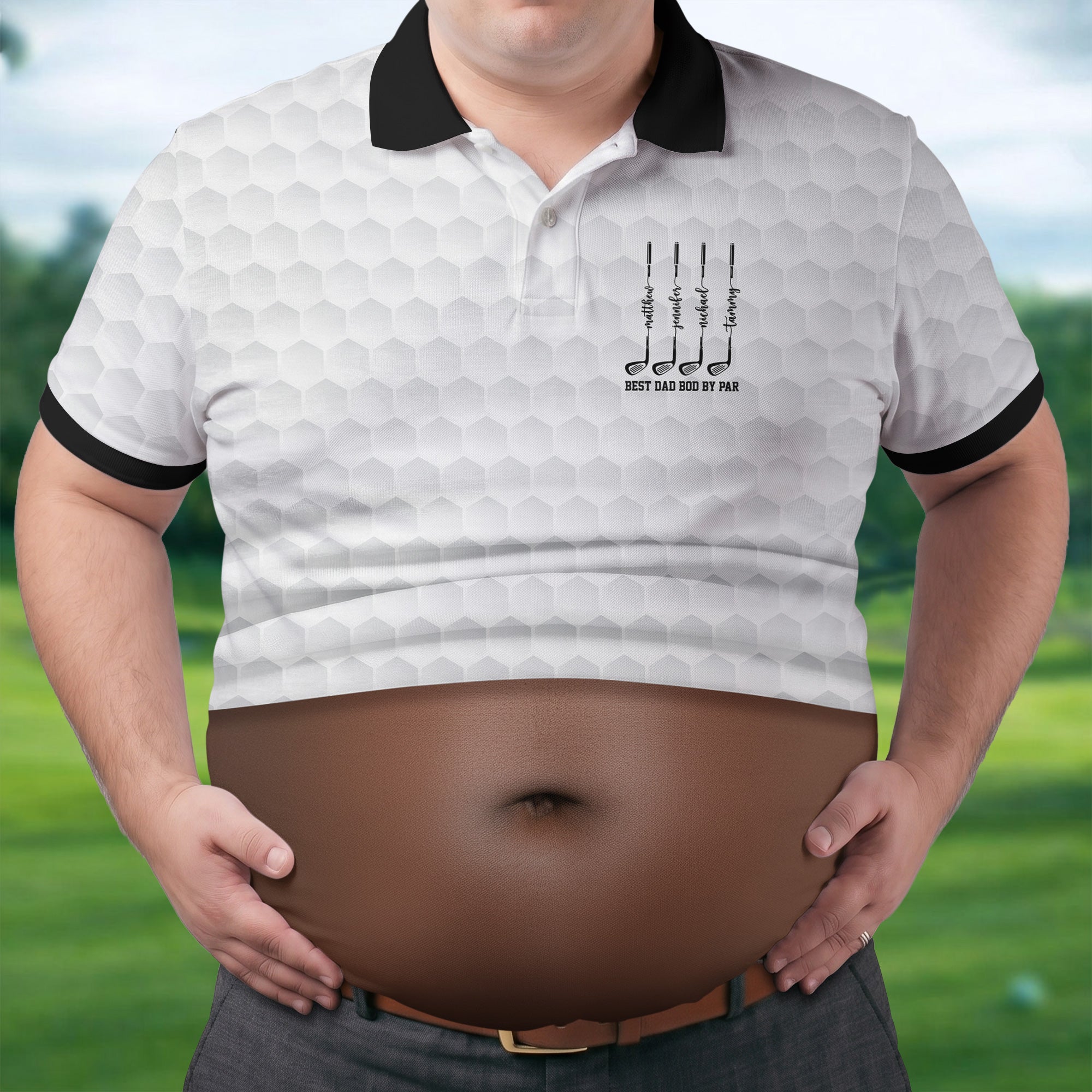 Best Dad Bod By Par White Men's Funny Golf Polo Shirtr's Day Golf Shirt, Golf Gift For Dad