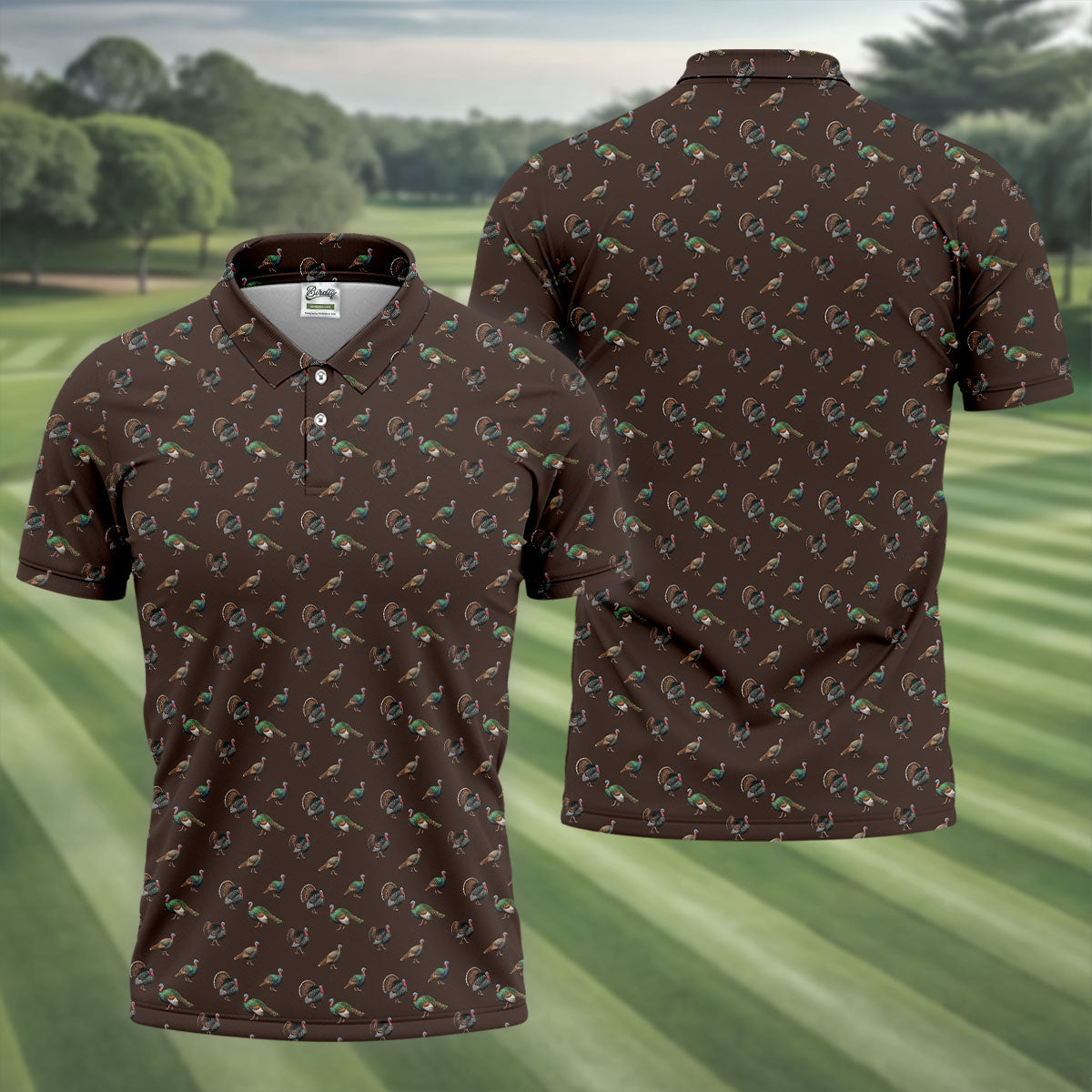 Turkey Hunting Seamless Pattern Funny Golf Shirts, Father's Day Golf Shirt, Golf Gift For Dad
