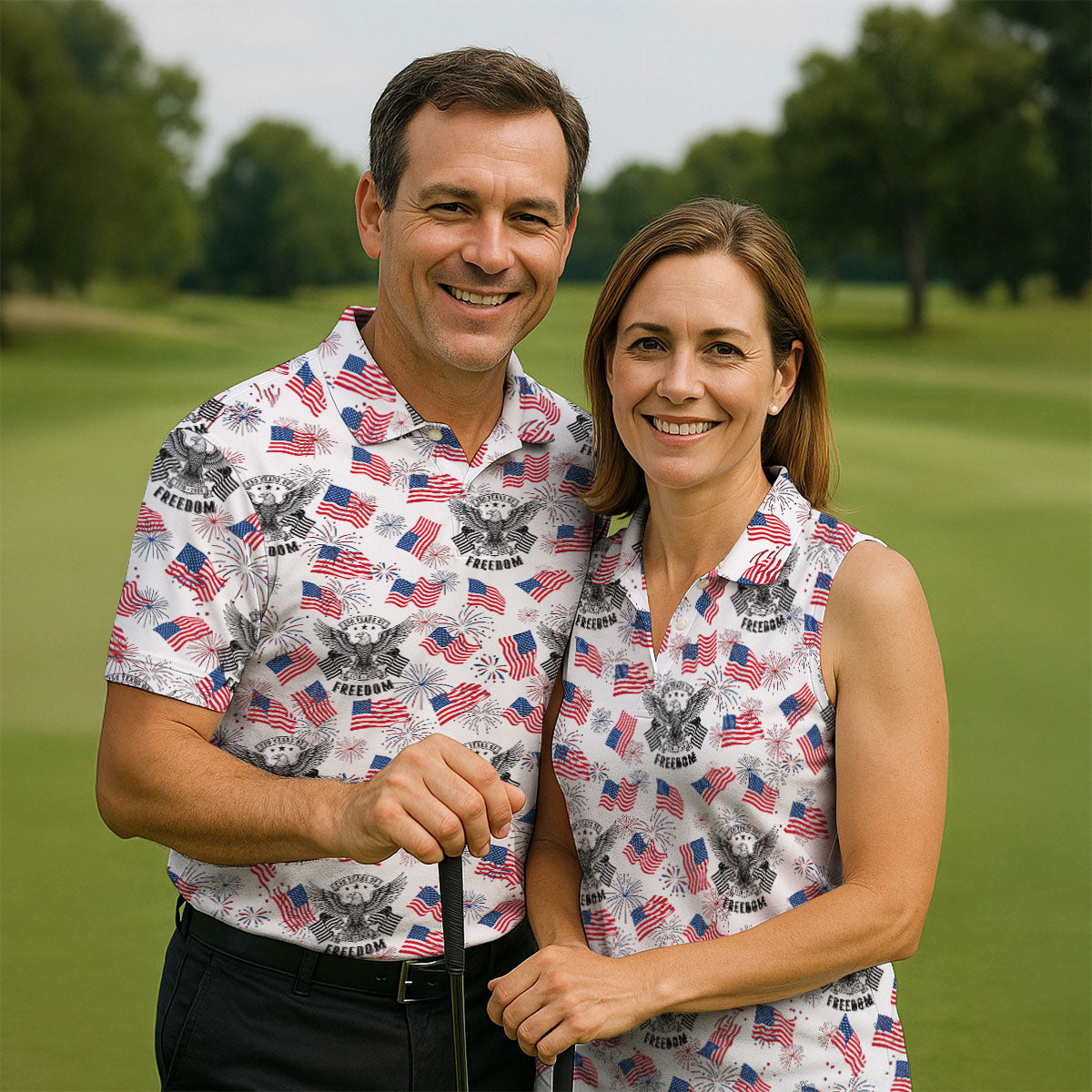 250 Years Of Freedom Festive Flag Vintage White Golf Shirt, Patriotic 4th Of July Golf Shirts For Men