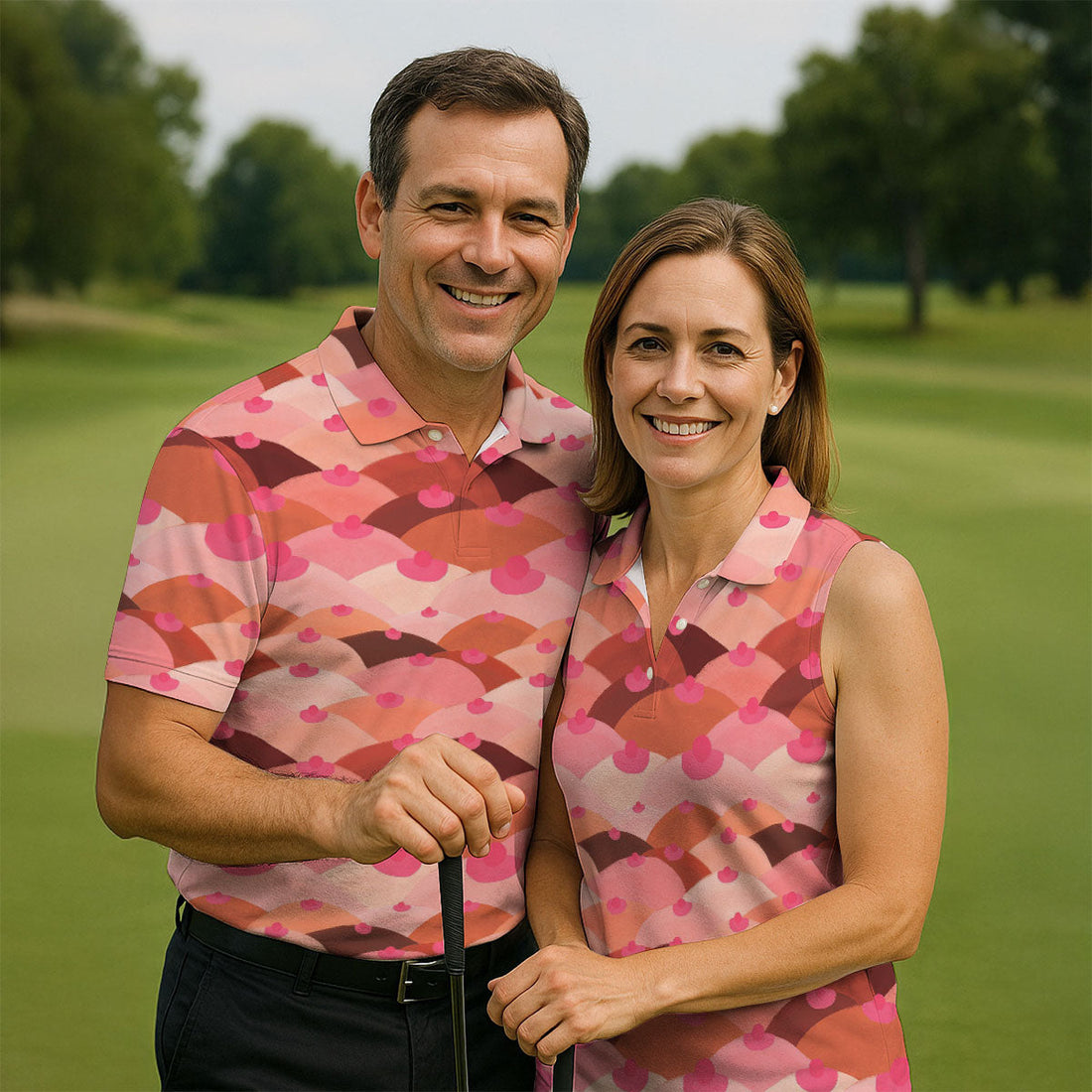 Funny Pink Abstract Body Print Golf Shirt, Men's Golf Shirt, Golf Shirts For Men, Polo Shirts For Men