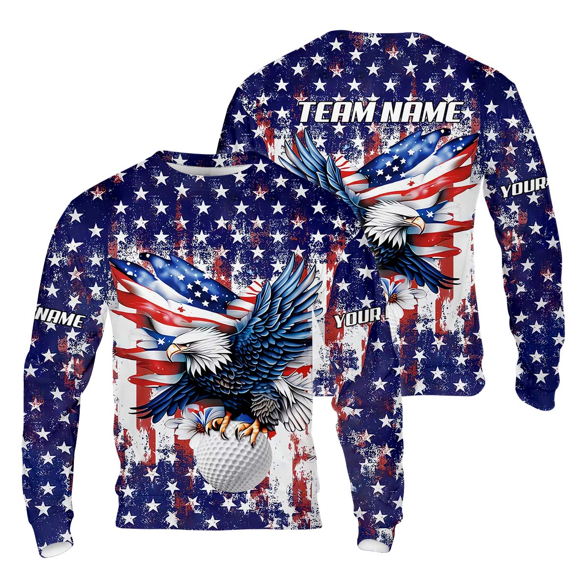American Eagle And Star Custom Golf Polo ShirtGift For Golfers, Golf Gift Ideas, America 250 Anniversary Golf Shirt