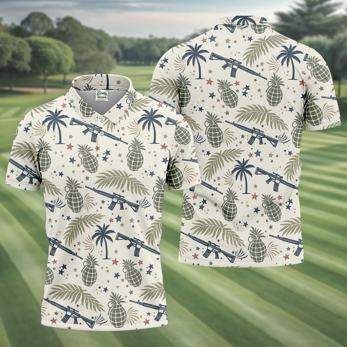 Pineapple Grenade 250 Years Tropical Theme Retro Golf Shirt, Patriotic 4th Of July Polo Shirtor Men