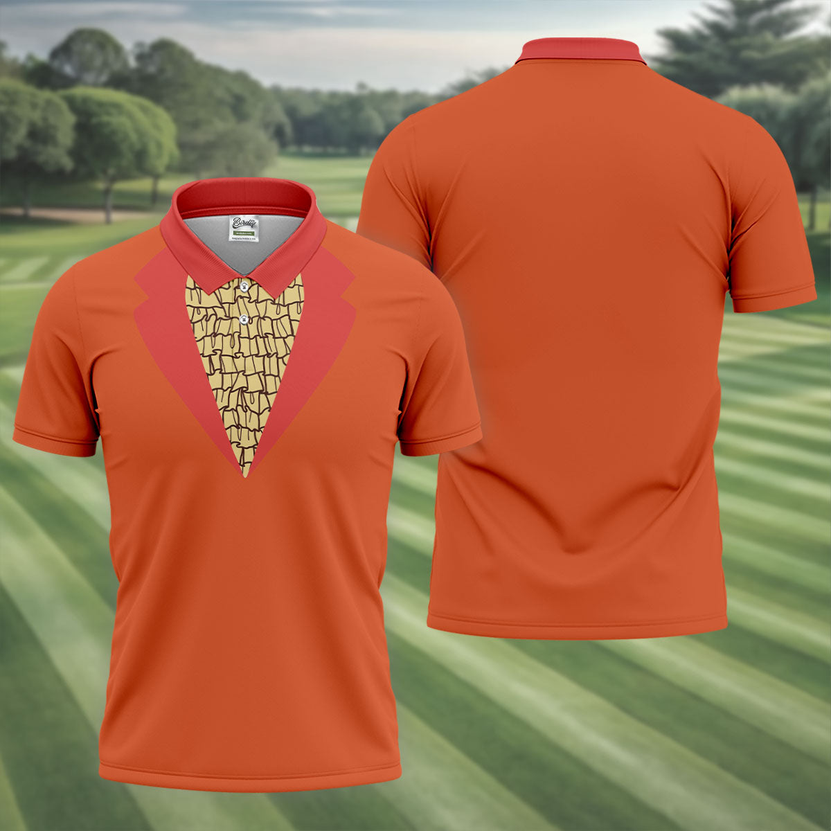 Orange Blue Tuxedo Men's Funny Golf Shirts, Father's Day Golf Shirt, Golf Gift For Dad