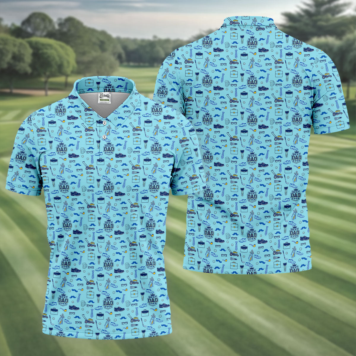 Best Dad Ever Dad Life Doodle Pattern Father's Day Golf Shirt, Golf Gift For Dad
