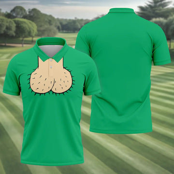 Green Funny Dickhead Faux Chest Golf Shirt, Men's Golf Shirt, Mens Polo Shirts