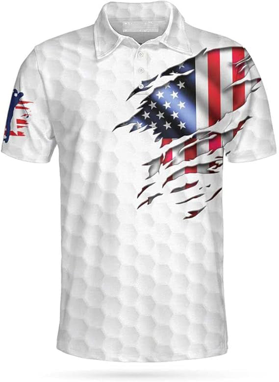 American Flag Men's Golf Polo ShirtPatriotic Golf Shirt, Gift For Golfers