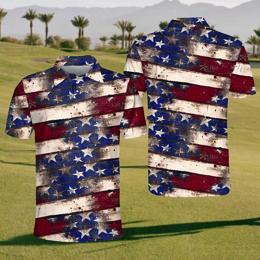Patriotic Golf Polo ShirtMens Golf Shirt, Gift For Golf Lovers, Patriotic Gifts