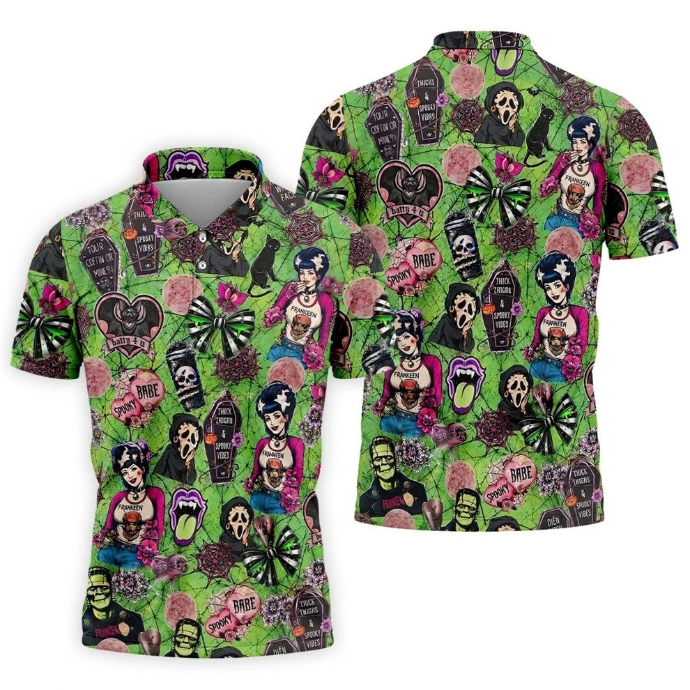 Halloween Horror Character Golf Polo Shirt, Mens Golf Polo, Golf Shirts For Men