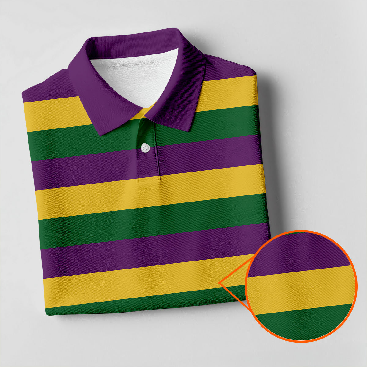 Gold Purple Green Mardi Gras Stripe Pattern Women Golf Top, Festive Ladies Golf Tops, Ladies Golf Shirts