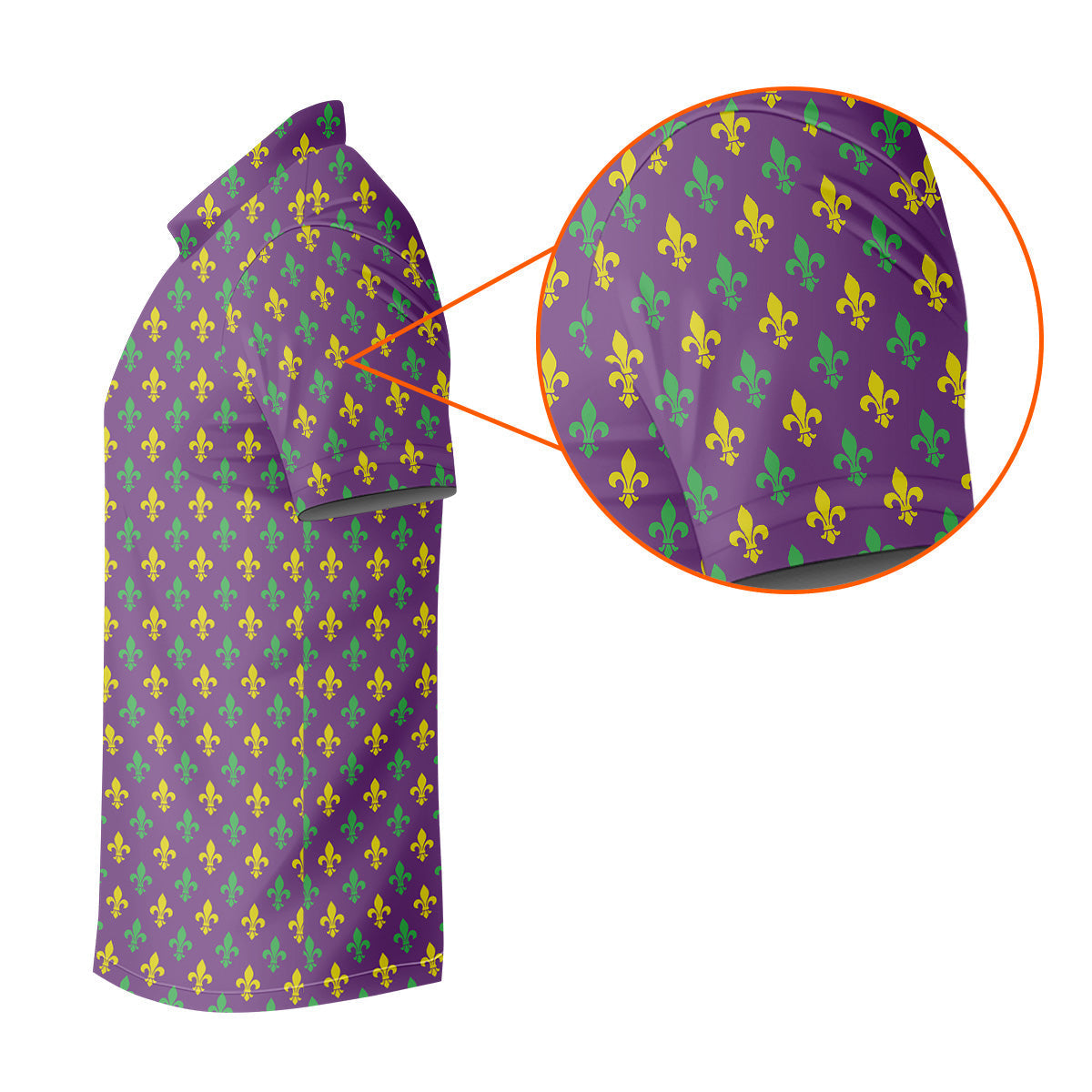 Mardi Gras Theme Green Purple Gold Fleur De Lis Pattern Golf Tops For Men, Golf Gift For Men