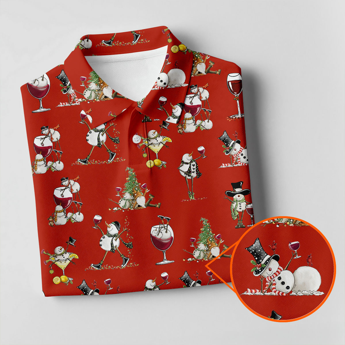Funny Snowman Drinking Wine Red Golf Shirt, Christmas Golf Shirt, Polo Shirt Men, Golf Gift For Men