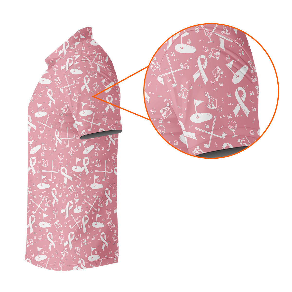 Awareness Ribbon Light Pink And White Golf Shirt, Cancer Awareness Shirt, Polo ShirtFor Men