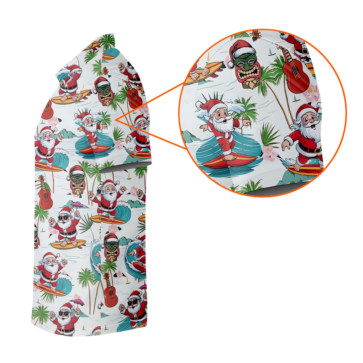 Surfing Santa Tropical Christmas Golf Shirt, Christmas Golf Shirt, Golf Apparel For Men