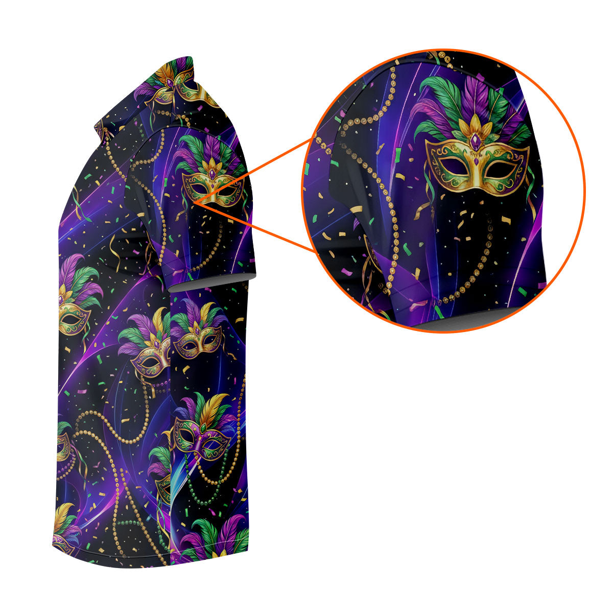 Mardi Gras Carnival Mask Neon Purple Black Golf Shirt, Men's Golf Polo Shirt Golf Shirts For Men