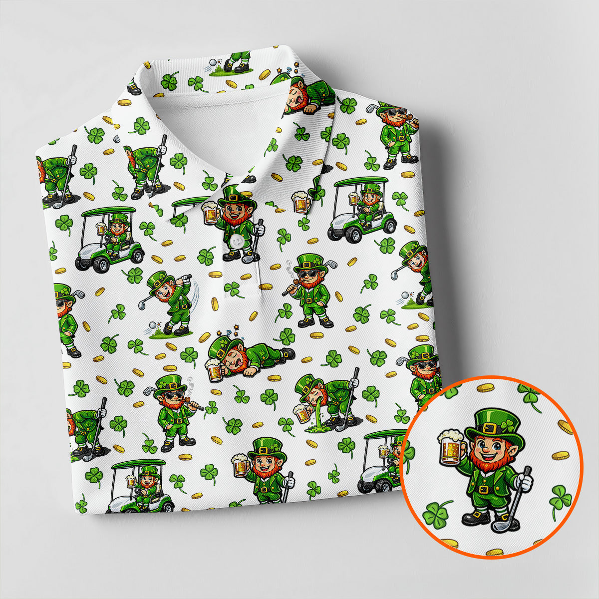 Funny Leprechaun Golf And Beer Green Shamrocks St Patrick's Day Golf Shirt, Women's Golf Shirts, Ladies Golf Polos