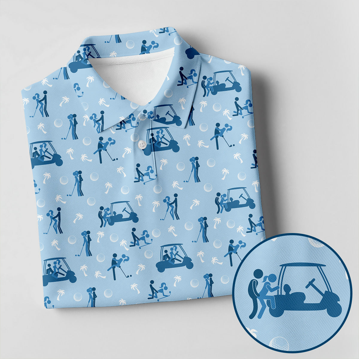 Naughty Couple Stick Figure Blue Funny Golf Shirt, Adult Humor Polo ShirtFor Men, Golf Shirts For Men