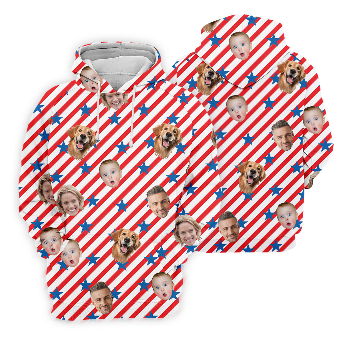 4th Of July Golf Polo, Custom Independence Days Shirts With Faces, Men's Golf Polo Shirt