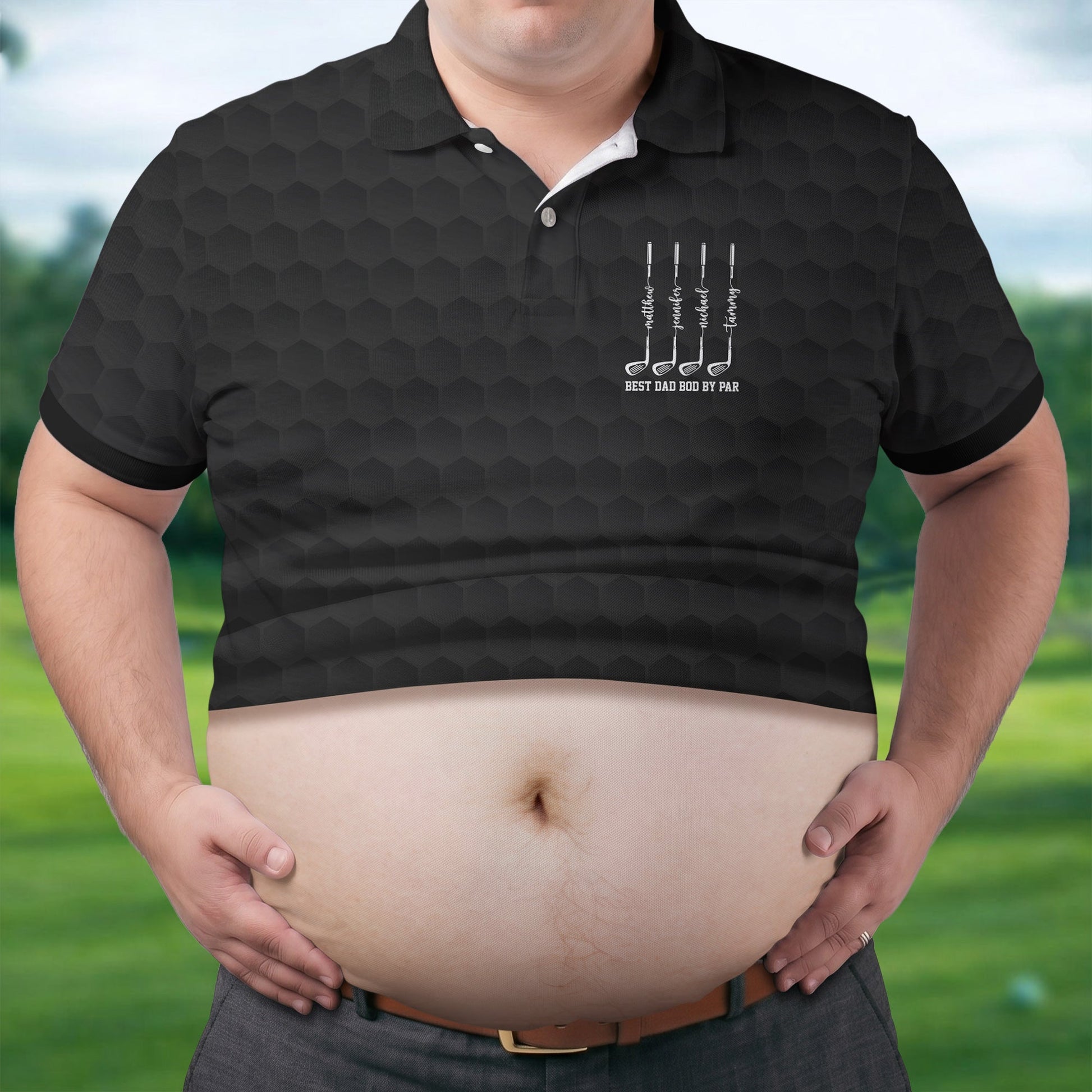 Best Dad Bod By Par Black Men's Funny Golf Polo Shirtr's Day Golf Shirt, Golf Gift For Dad