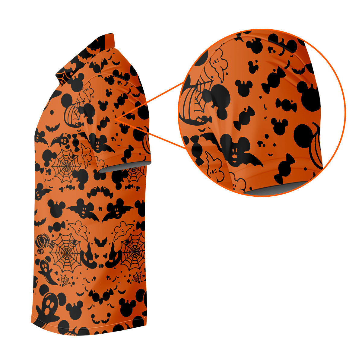 Cute Animated Ghost Black And Orange Halloween Golf Shirt, Fun Golf Shirts For Men, Polo ShirtFor Men