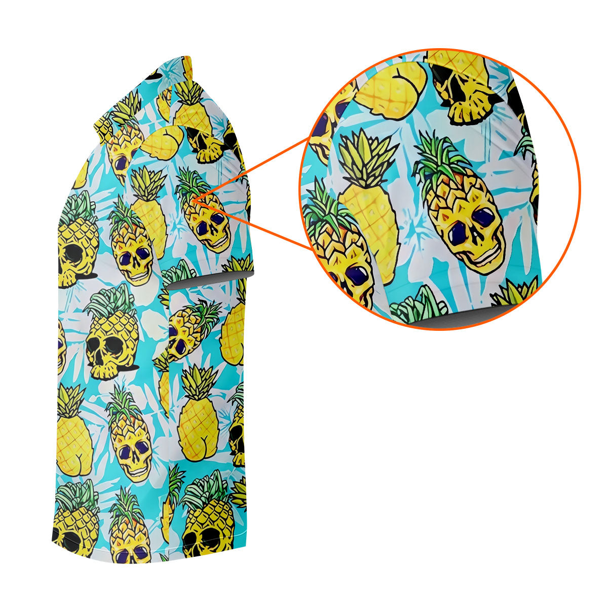 Tropical Pineapple Skull Pattern Golf Shirt, Women’s Golf Polo, Hawaiian Golf Shirt, Ladies Golf Shirts
