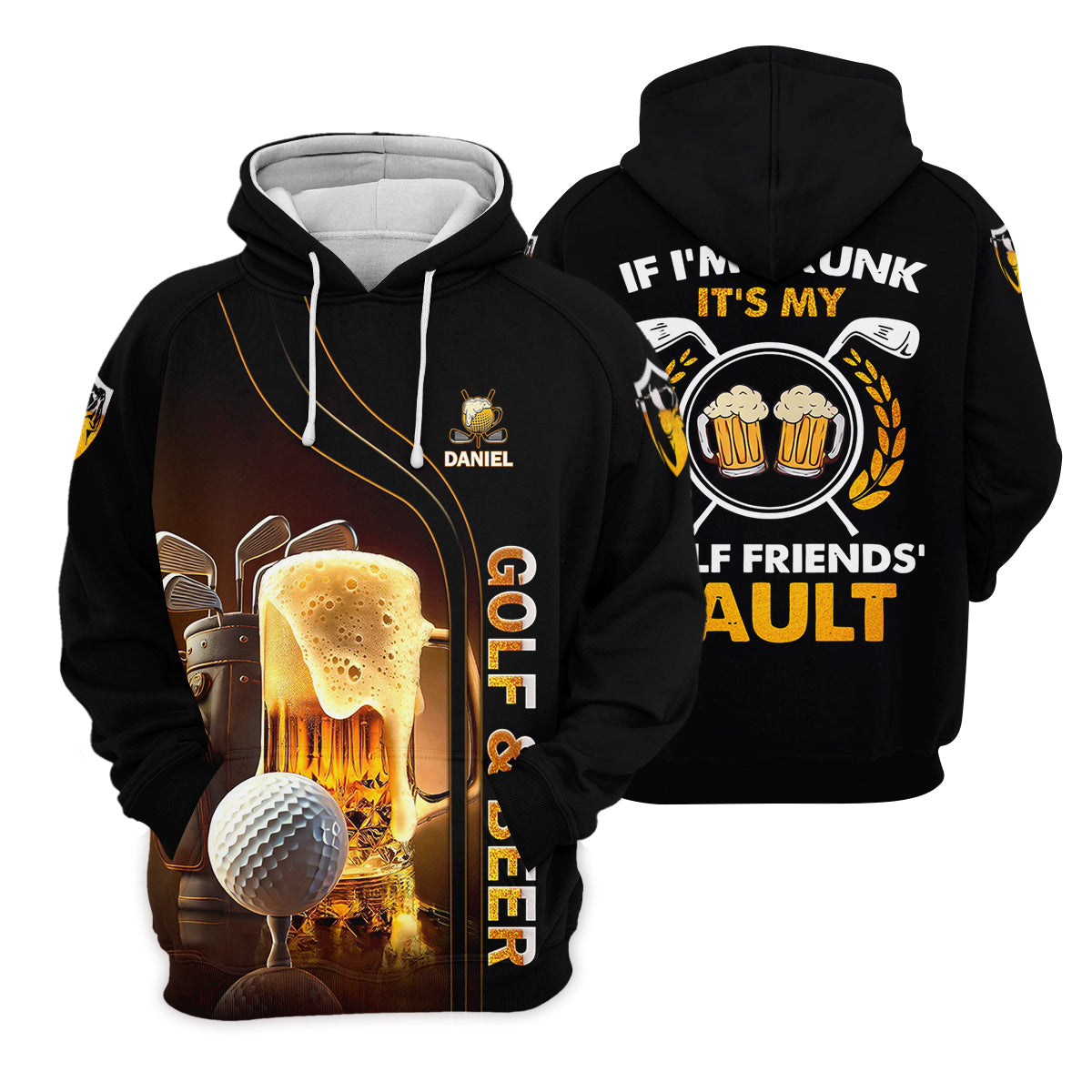 If I'm Drunk It's My Golf Friend's Fault Custom Funny Golf Polo ShirtDad Golf Gifts