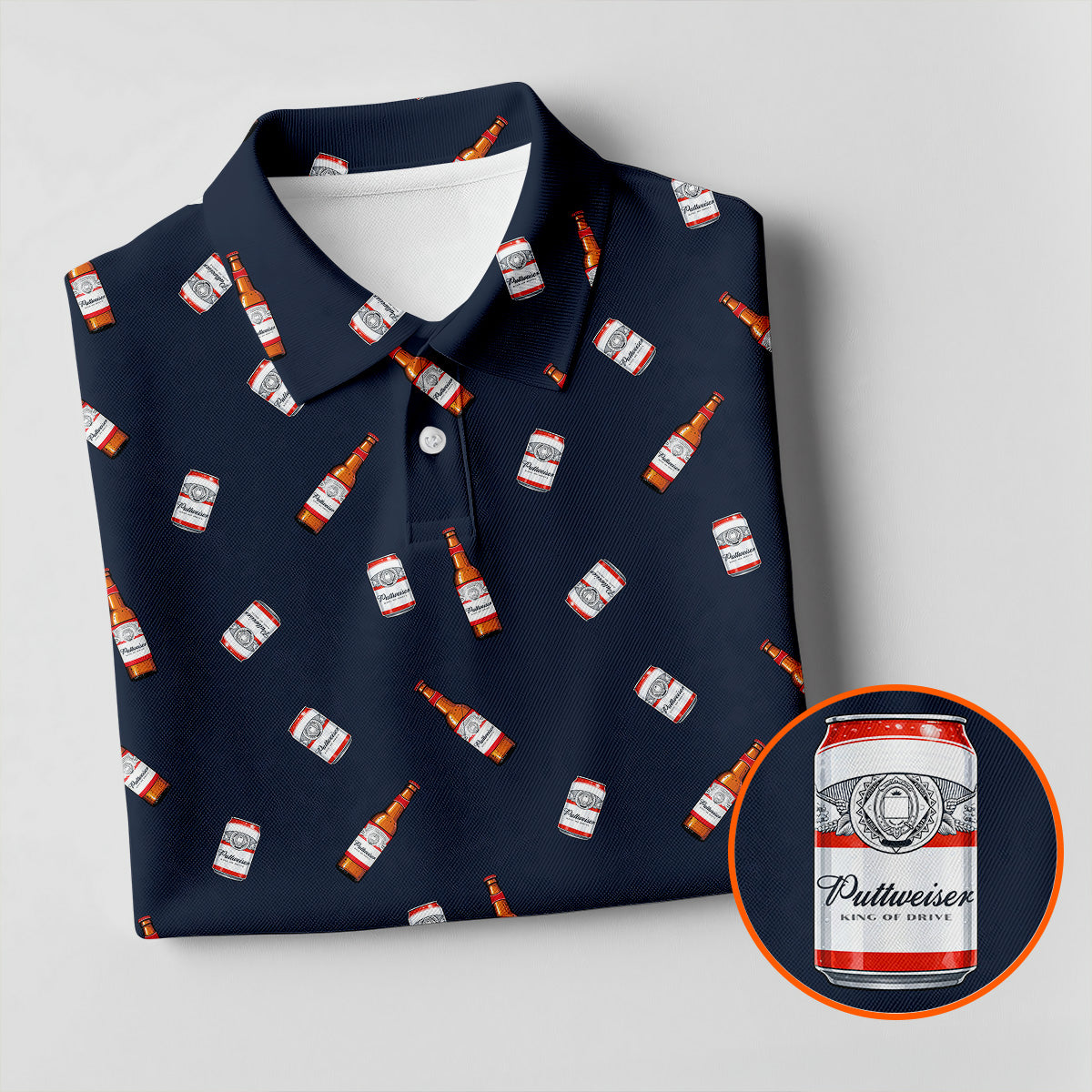 Puttweiser King Of Drive Golf And Beer Men's Funny Golf Shirts, Golf Tops For Men, Golf Shirts For Men
