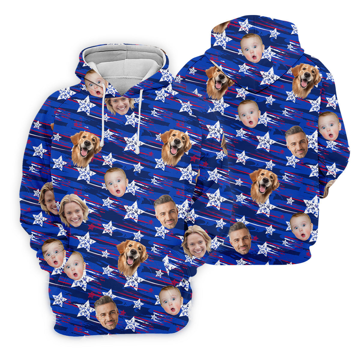Independence Day Custom Shirts With Faces, Patriotic Golf Shirt, Men's Golf Polo ShirtUSA Golf Shirt