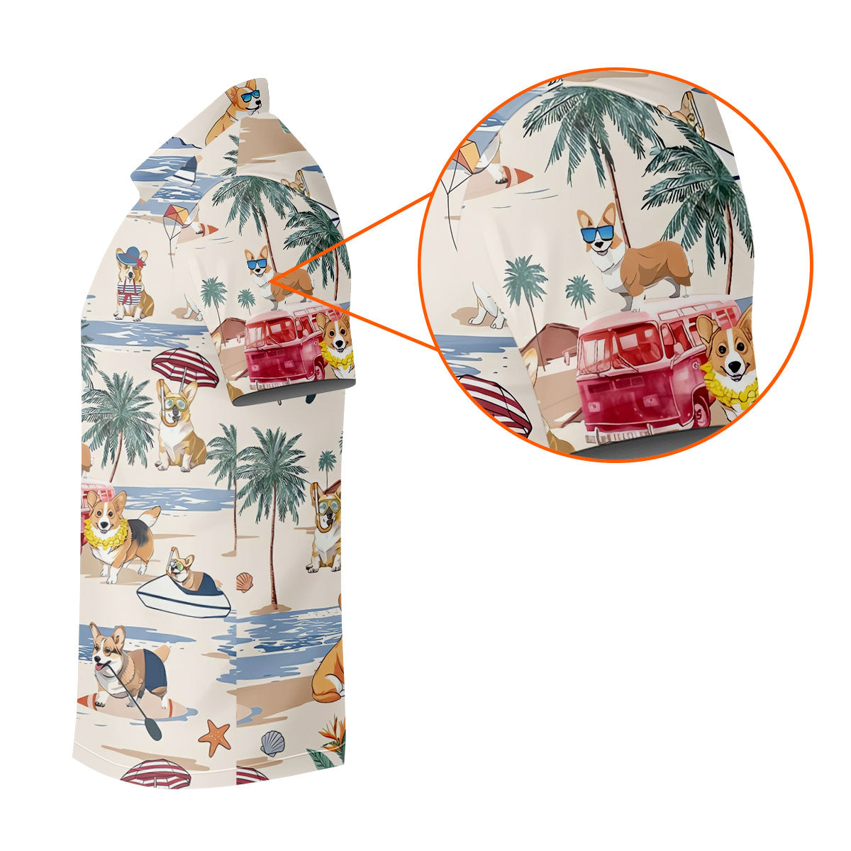Cute Corgi Beach Vacation Tropical Golf Polo Shirt, Golf Shirts For Women, Women's Golf Apparel