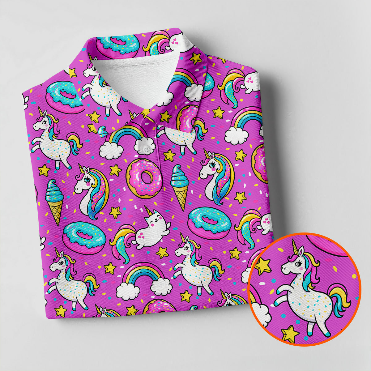 Funny Pink Donut Unicorn Mens Golf Shirts, Polo ShirtFor Men, Cute Golf Outfit, Golfing Apparel