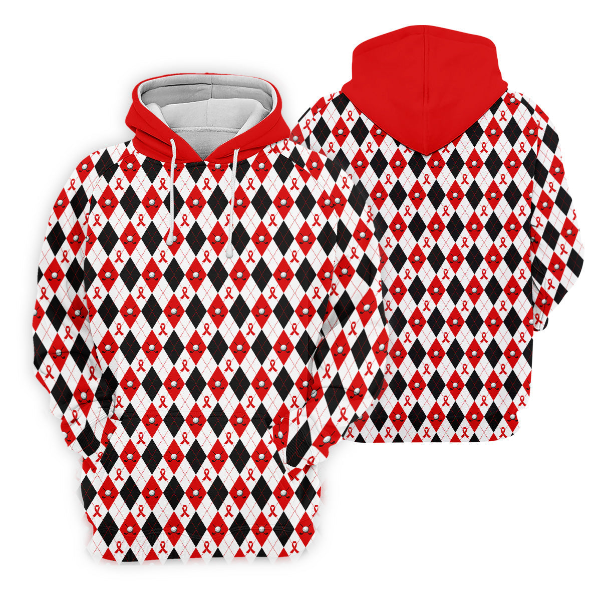 Red Painted Awareness Ribbon Aids Hiv Men's Polo ShirtS Awareness Shirt, Men Golf Shirt, Golf Gift For Men
